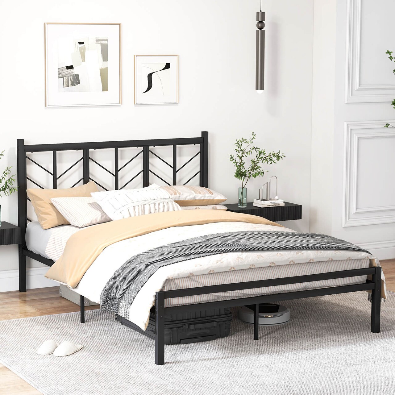 Costway Twin/Full/Queen Size Platform Bed with Headboard 11.5" Under Bed Storage Easy Assembly